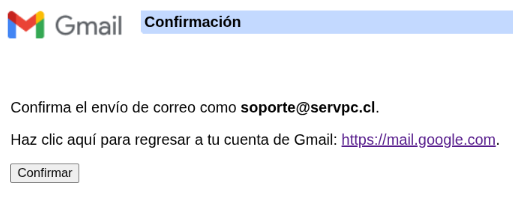 Confirmación de cuenta de correo agregada