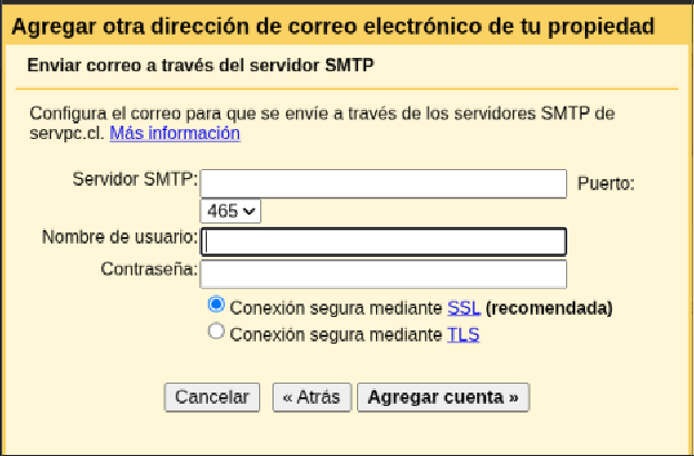 Datos para el Servidor SMTP